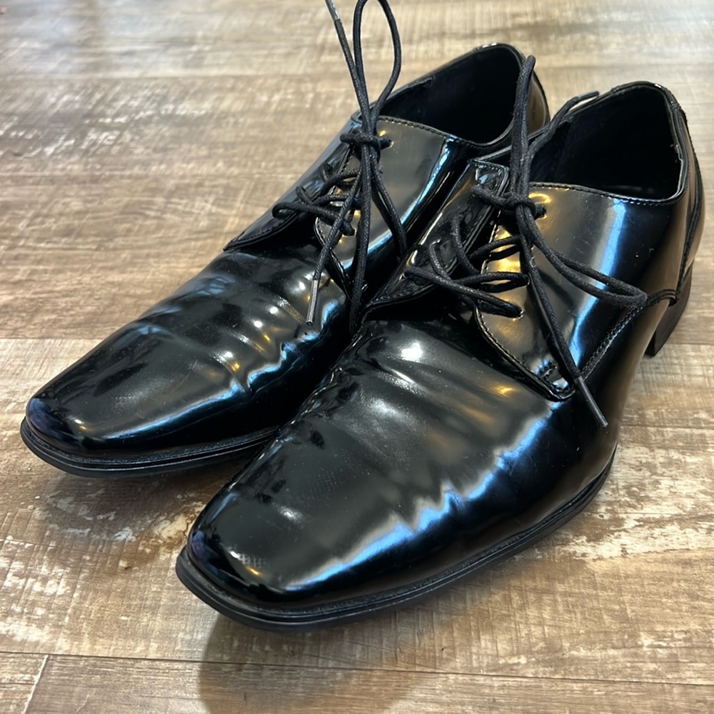 Calvin Klein Men's Brodie Lace-Up Dress Oxfords | Size 10.5 | Black Patent